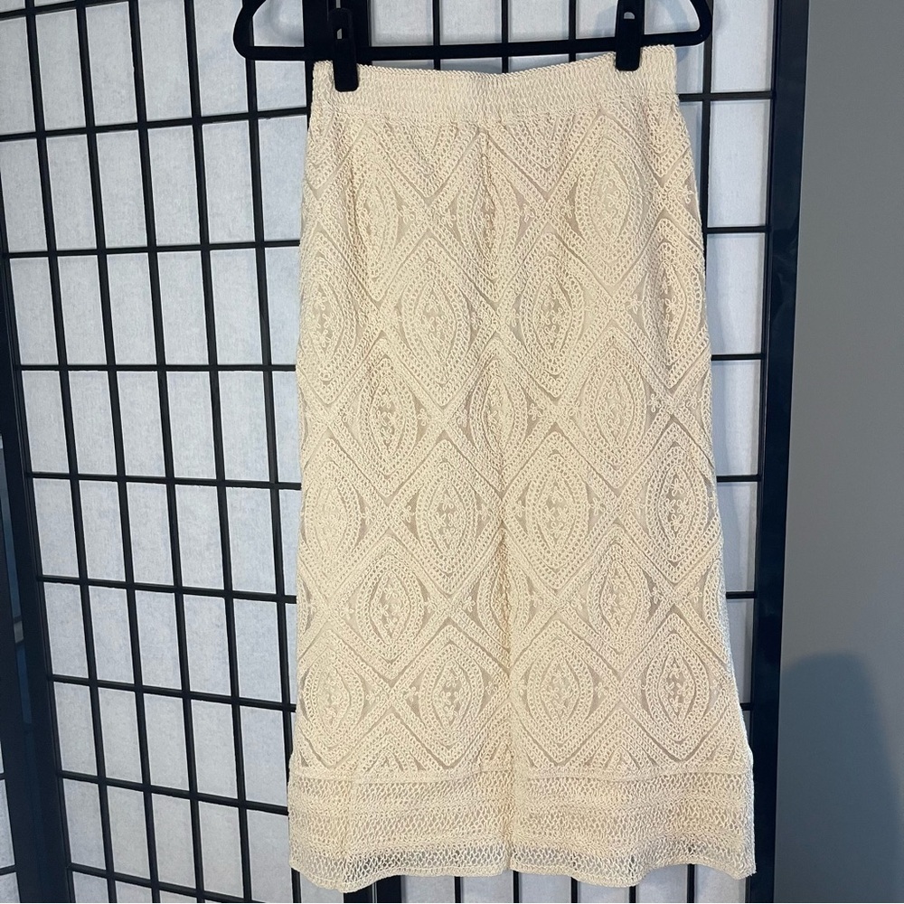 Bohemian Elegant Cream Lace Skirt by Ultra Pink NWT Small
